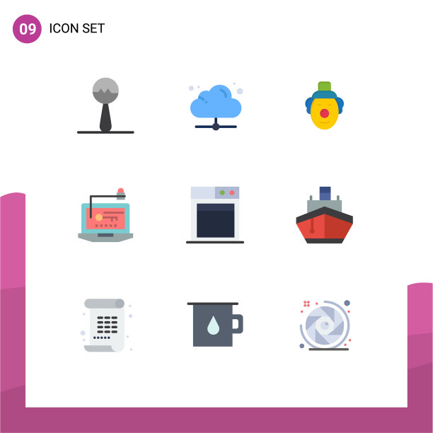 现代set 9 flat colors象形文字图片下载