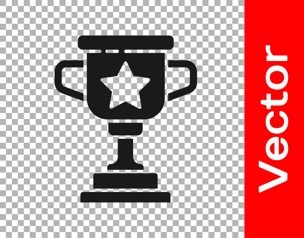 黑色奖杯图标孤立在透明的背景。冠军奖杯的象征。冠军或比赛奖杯。体育成就的迹象。向量图片下载