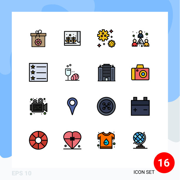 设置16个现代UI图标符号标志的玻璃图片下载