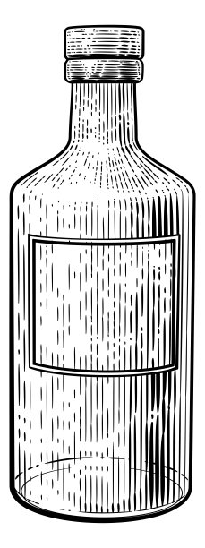 玻璃饮料瓶复古木刻雕刻风格图片下载