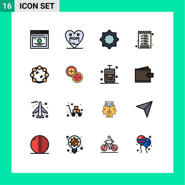 包装16个现代平色填充线条标志图片下载