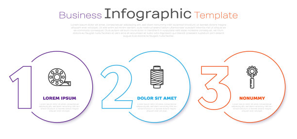 在线轴和刀具上设置线卷尺、缝纫线。业务信息图模板。向量图片下载