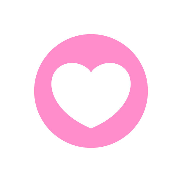 心形的图标是简单的粉色圆形，心形符号是按钮图形，激情或浪漫的图标，心形的元素符号是情人节和婚礼卡，幸福的爱情符号孤立在白色图片下载