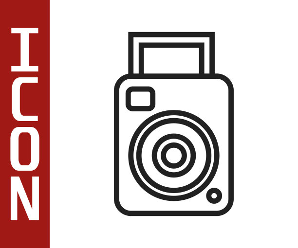 黑线照片相机图标孤立在白色背景。相机图标。矢量图图片下载