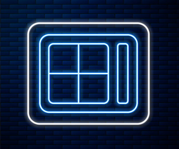 发光的霓虹线眼影调色板与刷子图标隔离在砖墙的背景。矢量图图片下载