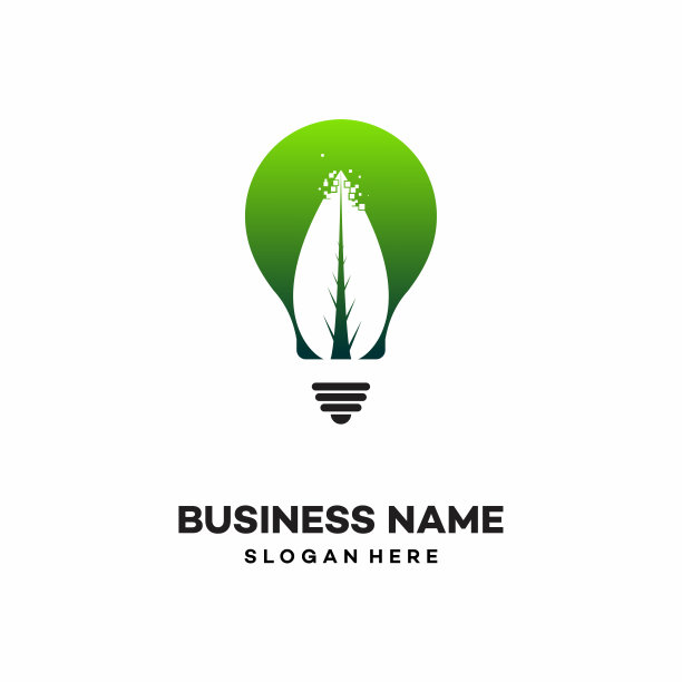 灯泡叶自然。绿色生态设计标志。股票插图图片下载