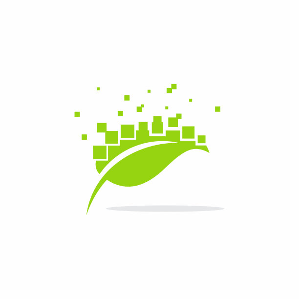 现代创意像素叶标志图标设计现代数字风格插图。股票插图图片下载