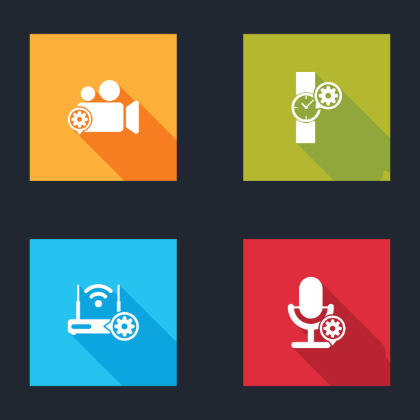 设置摄像头设置，手表，路由器和wi-fi和麦克风图标。向量图片下载