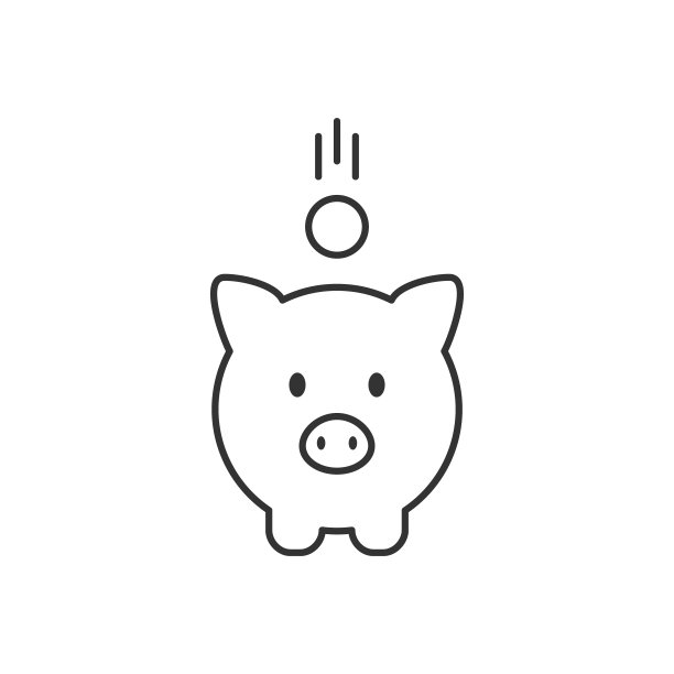 小猪银行线图标矢量插图图片下载