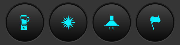 设置搅拌机，太阳，厨房提取风扇和旗帜图标。向量图片下载