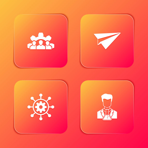 设置项目团队基地，纸平面，管理和科学家和试管图标。向量图片下载