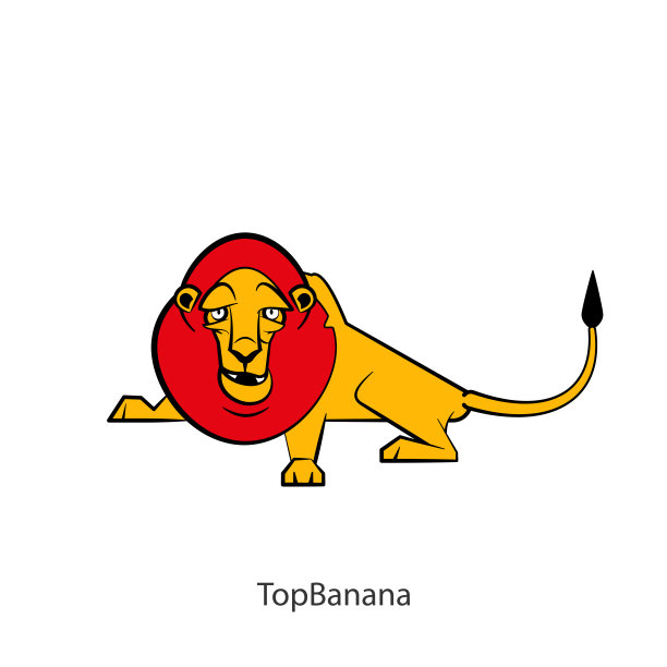 一个非洲动物的卡通人物。一只有趣的、冷静的、长着痛苦鬃毛的狮子躺着，张着嘴巴做着鬼脸。向量。概念。图片下载