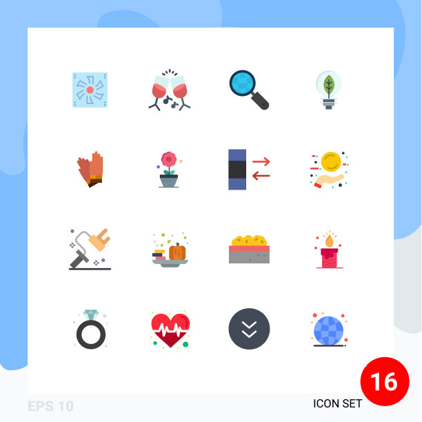 16用户界面平面彩色包装现代标识图片下载