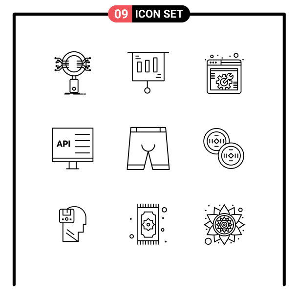 象形图设定9个简单轮廓发展图片下载