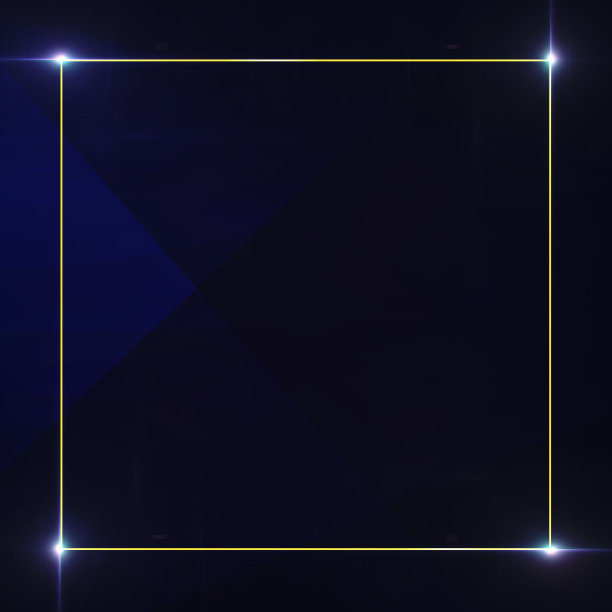 金色框架金属闪光和闪亮的方形框架上的黑色背景图片下载