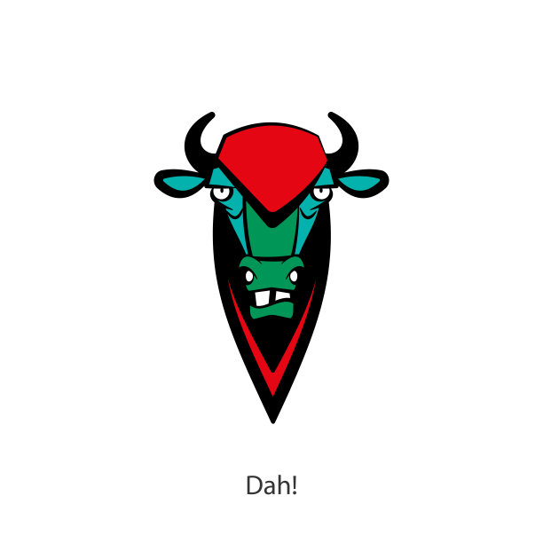 白色背景上的一头有趣而坚韧的野牛。贴纸，图案，背景，墙壁装饰，壁纸。矢量插图。哒!概念。图片下载