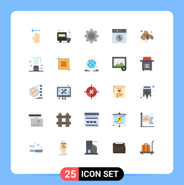 25个主题平色和可编辑的符号图片下载