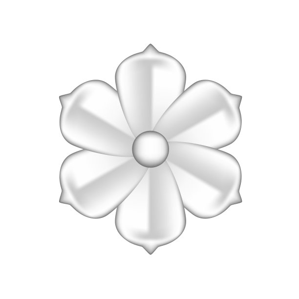 单花银色华丽孤立在白色背景，豪华花瓣银色简单，银花对象金属雕塑，插图豪华银花，剪贴艺术花豪华图片下载