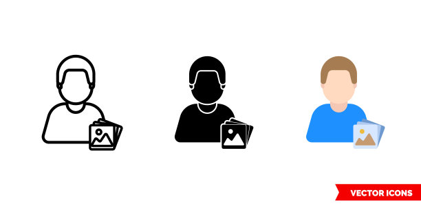 图片库图标有三种颜色、黑白、轮廓。孤立向量符号符号图片下载