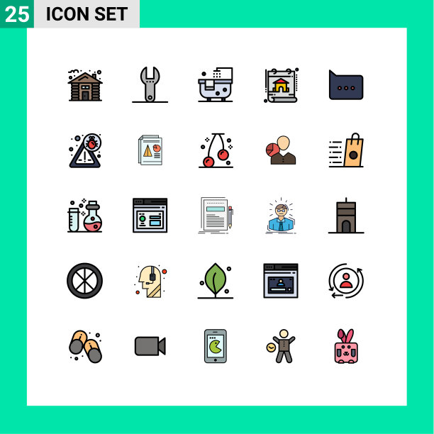 包25个创意填充线平色图片下载