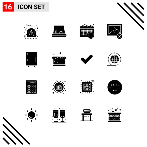 可编辑的线包16个简单的固体字形图片下载