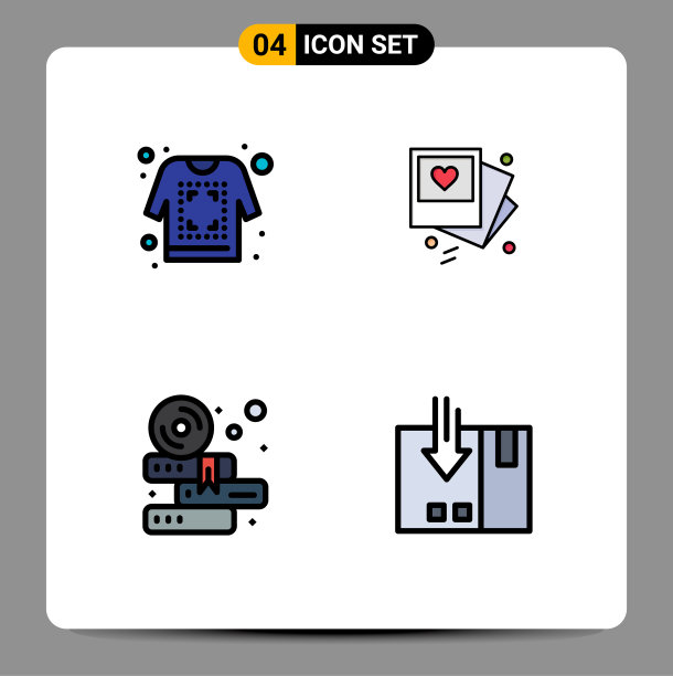 包4个创意填充线平色图片下载