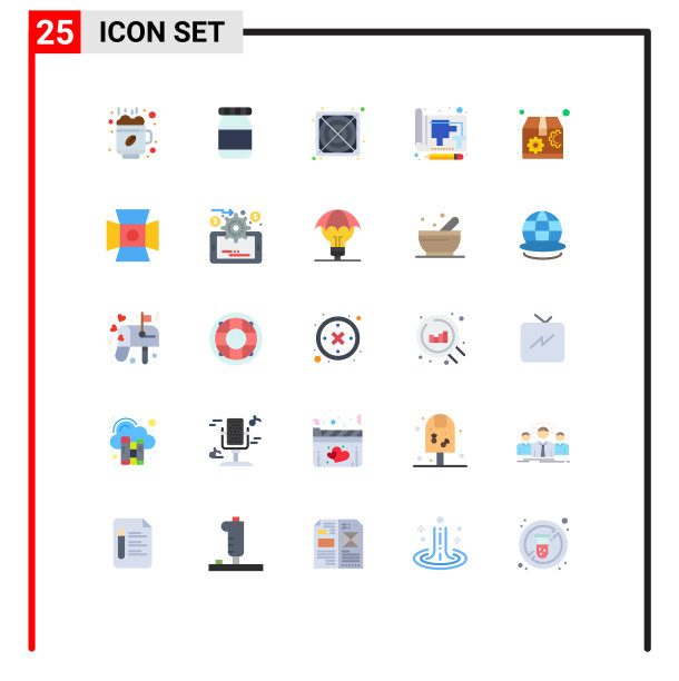 包装25个现代平面颜色的标志和符号图片下载