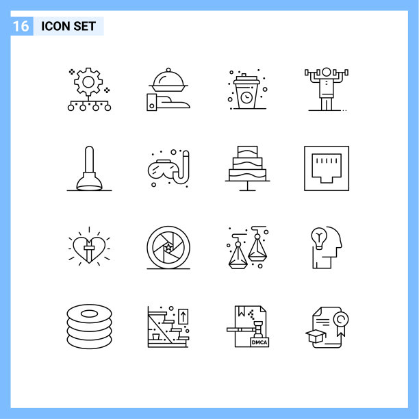 象形图设置16个简单的物理轮廓图片下载
