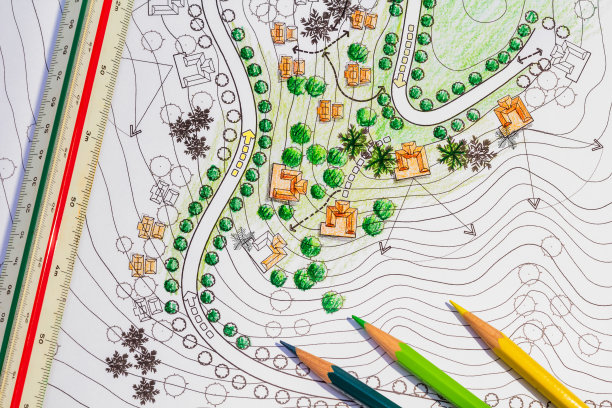 景观设计师设计现场分析平面图图片下载