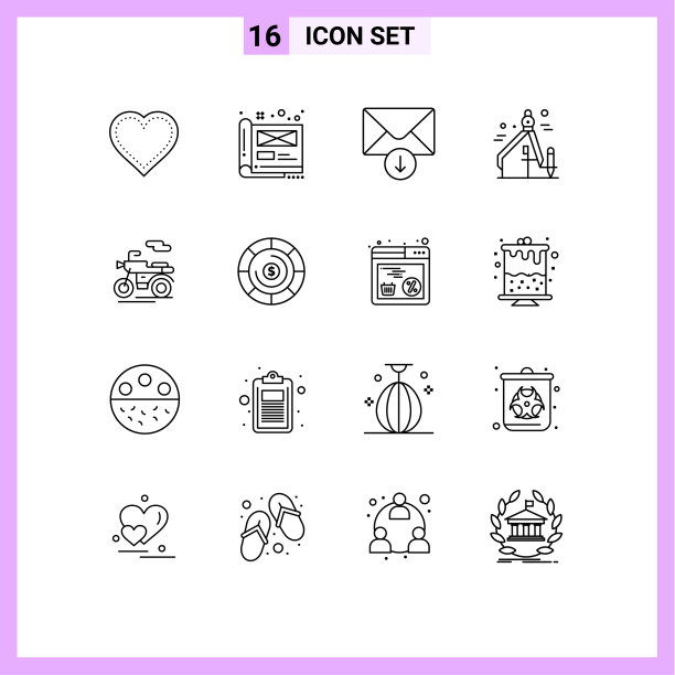 移动界面大纲集16个象形图图片下载