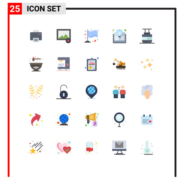 可编辑线包25个简单的平面颜色图片下载