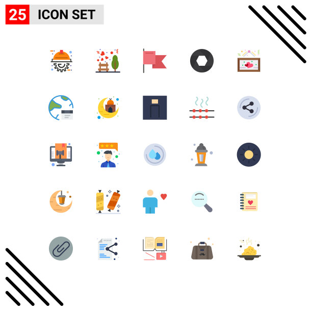 移动界面平色设25个象形图图片下载