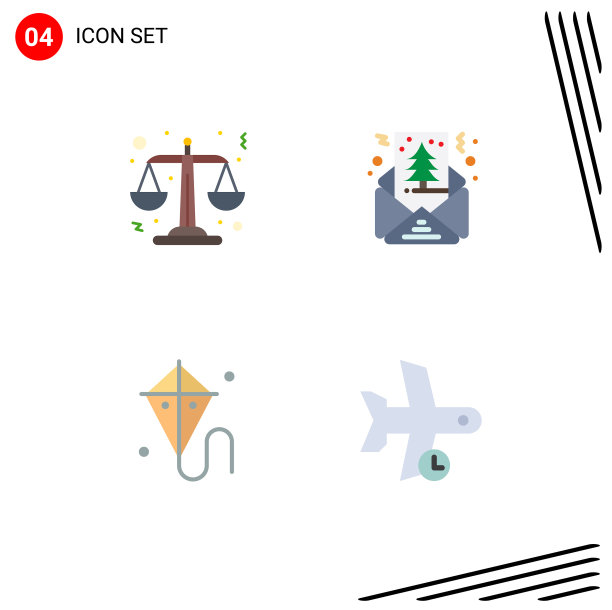 象形图设置4个简单扁平的图标公正图片下载