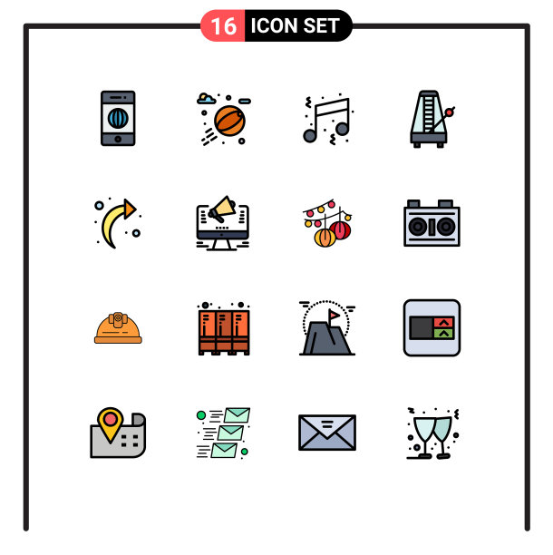 组16现代平面颜色填充线条集图片下载