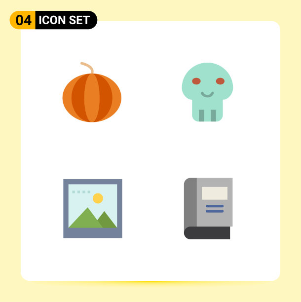 可编辑的线包4个简单的平面图标图片下载