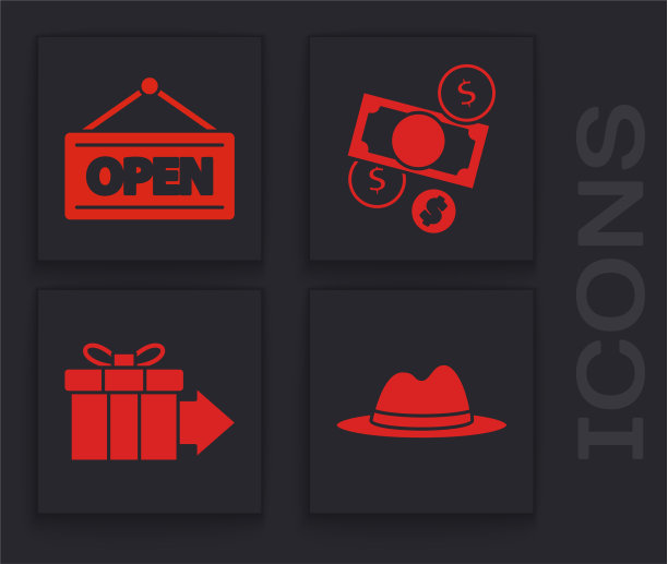 设置男子帽与丝带悬挂标志与开放图片下载