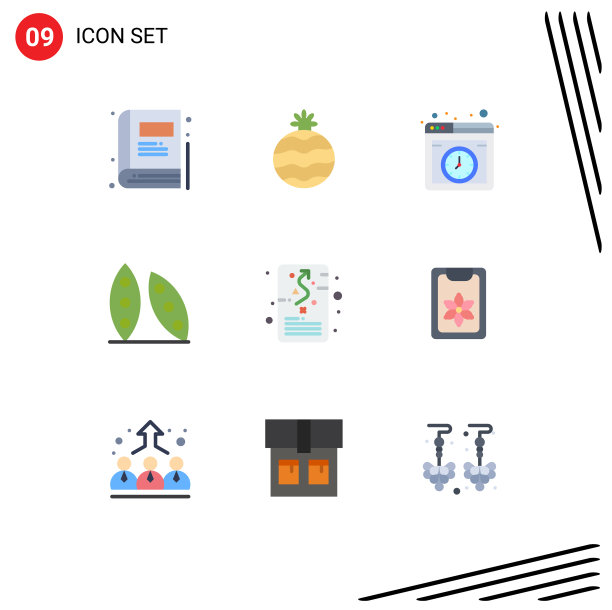 可编辑线包9个简单的平面颜色图片下载