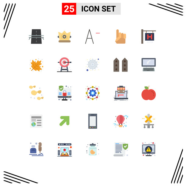25个主题平色和可编辑的符号图片下载
