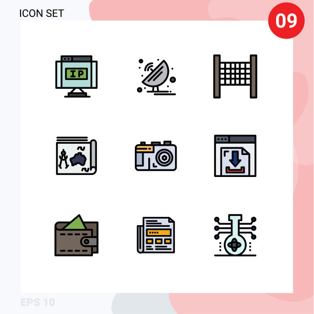 为卷筒纸设置9种通用填充线平面颜色图片下载