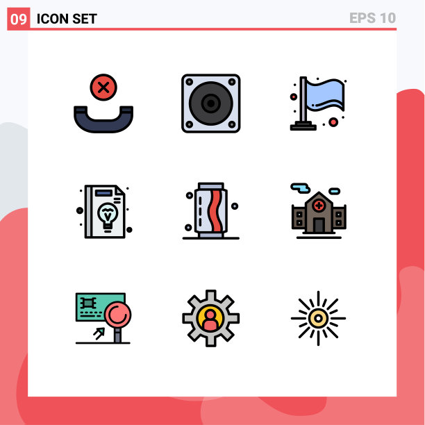 包装9个现代填充线和平色标志图片下载