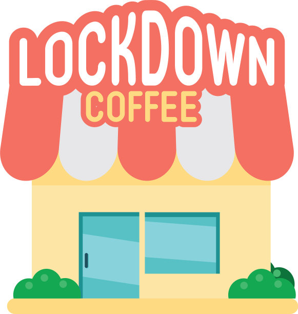 锁定咖啡馆卡通设计图片下载