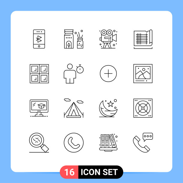 象形图设置16个简单的轮廓图图片下载