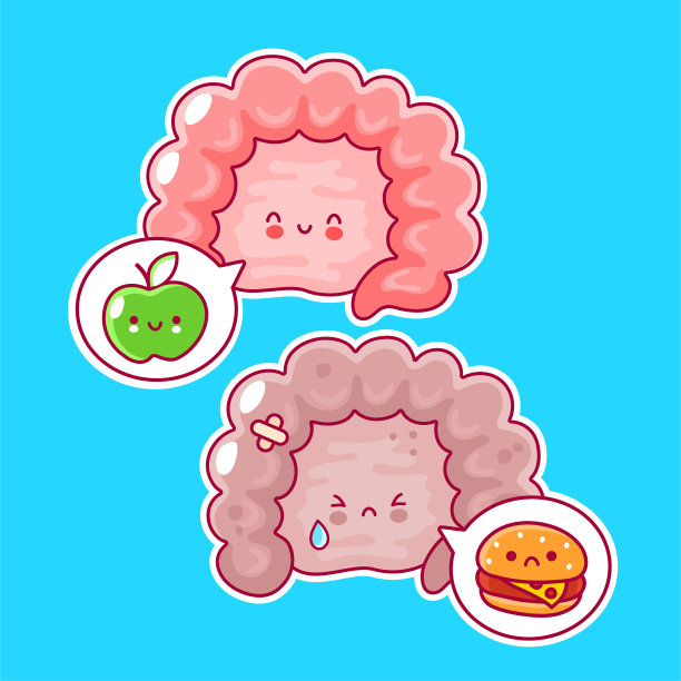 可爱有趣的人体肠器官和语音气泡图片下载