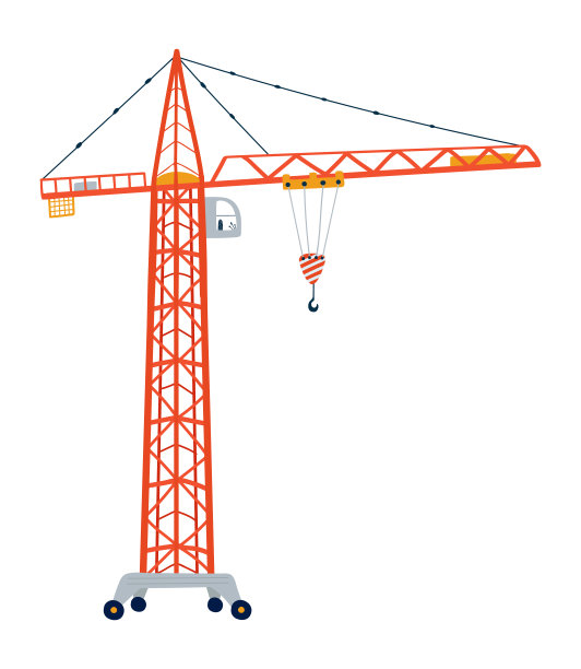 建筑起重机孤立在一个白色背景在平面风格。图标儿童汽车的设计儿童的房间，服装，纺织品。矢量图图片下载
