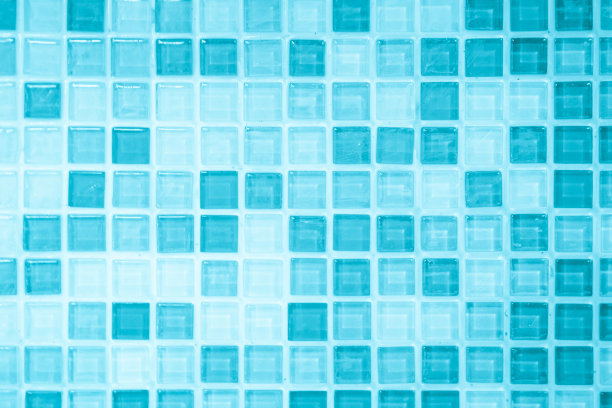 蓝色粉彩瓷砖墙和地砖抽象背景。设计几何马赛克纹理装饰的卧室。简单的无缝模式背景广告横幅海报或网络。素材图片