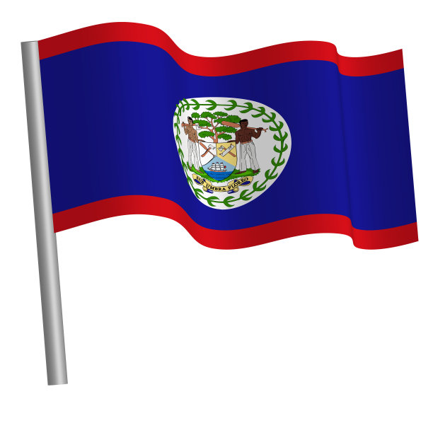 旗杆上飘扬的伯利兹国旗图片下载