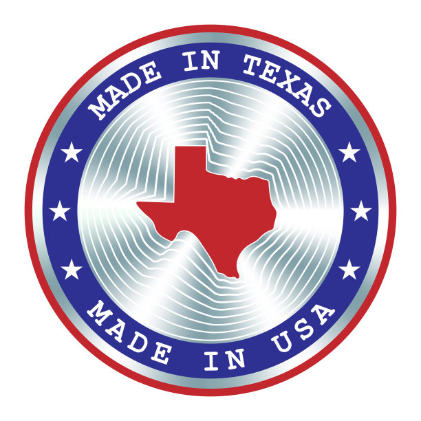 得克萨斯州本地生产标牌、贴纸、印章、印章。圆形全息标志的标签设计和全国营销图片下载