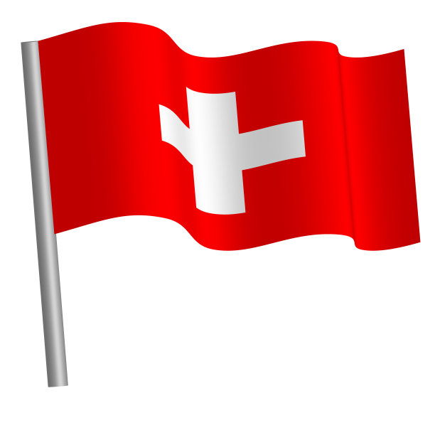 旗杆上的瑞士国旗图片下载