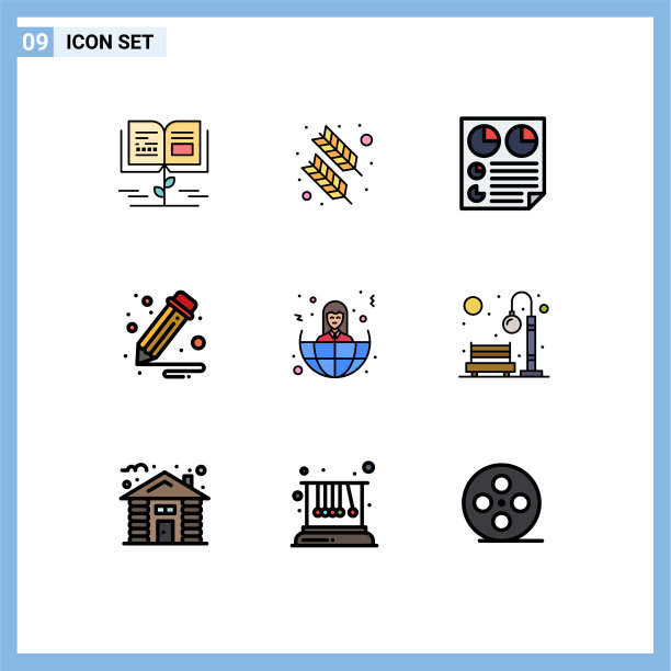 可编辑的线包9简单填充线平图片下载