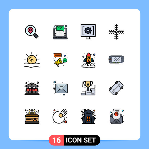 包16条创意平色填充线条图片下载